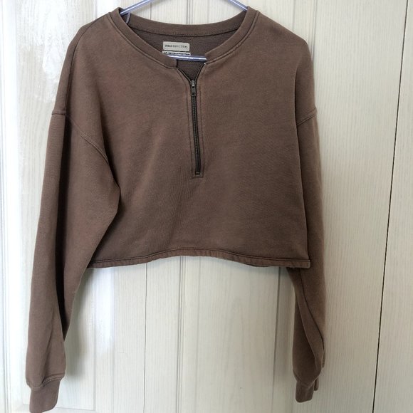 UO Tan Quarter Zip Cropped Sweater Size S - Picture 4 of 6